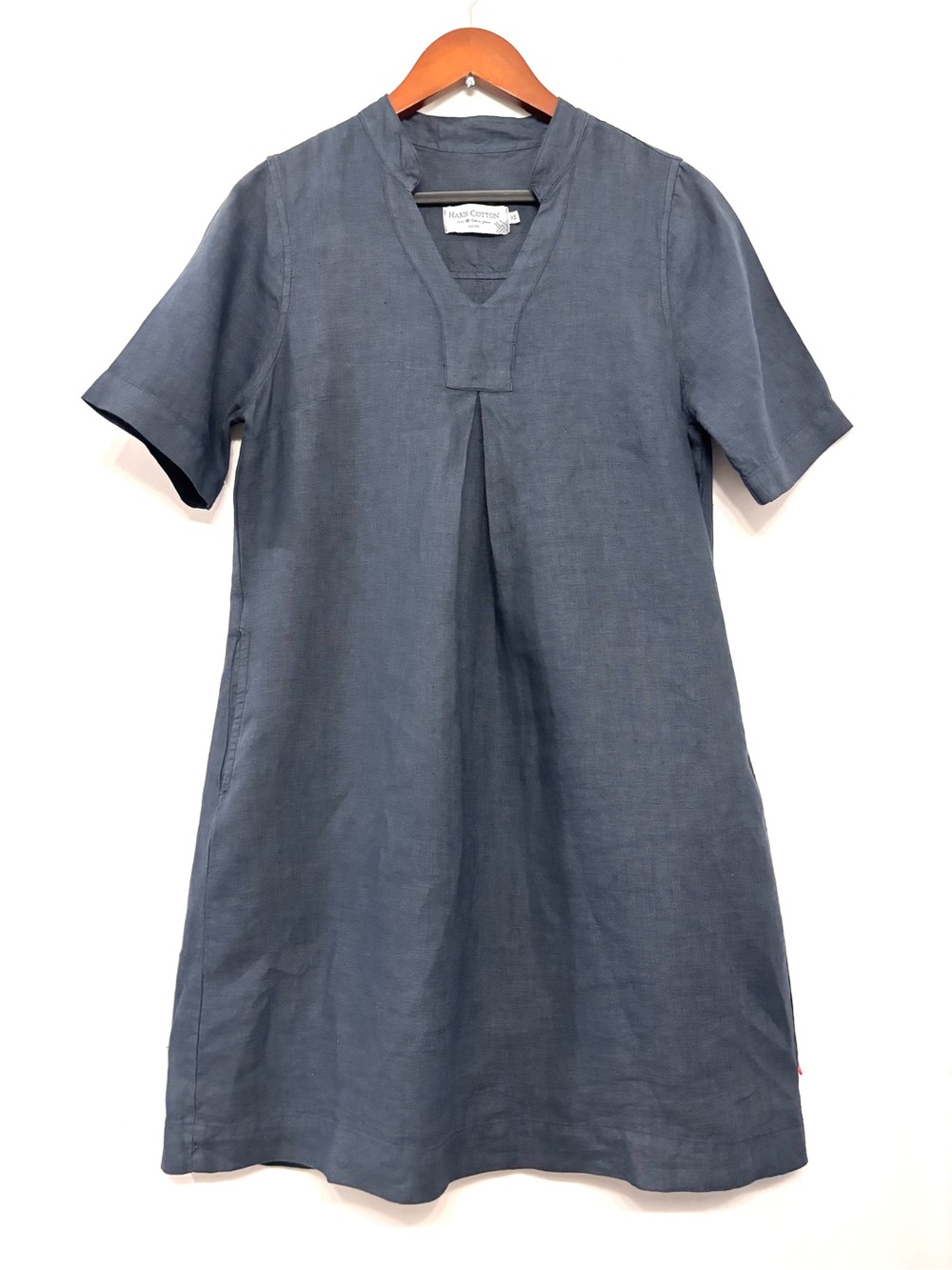 Haris Cotton 100% Linen Dark Gray Dress Pockets Made in Greece Women's Size XS-M